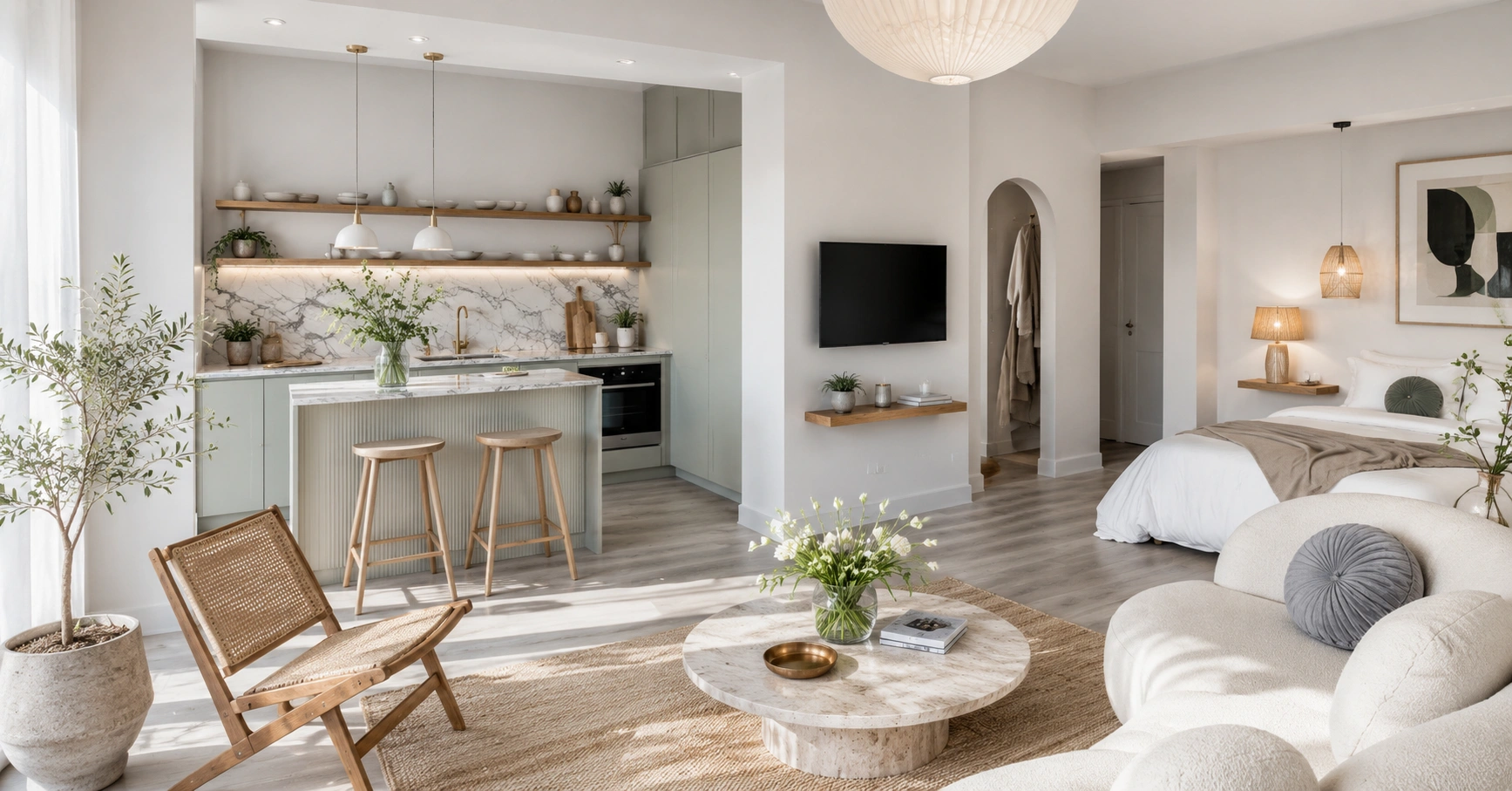 12 Beautiful Neutral Color Studio Apartment Ideas for Small Spaces