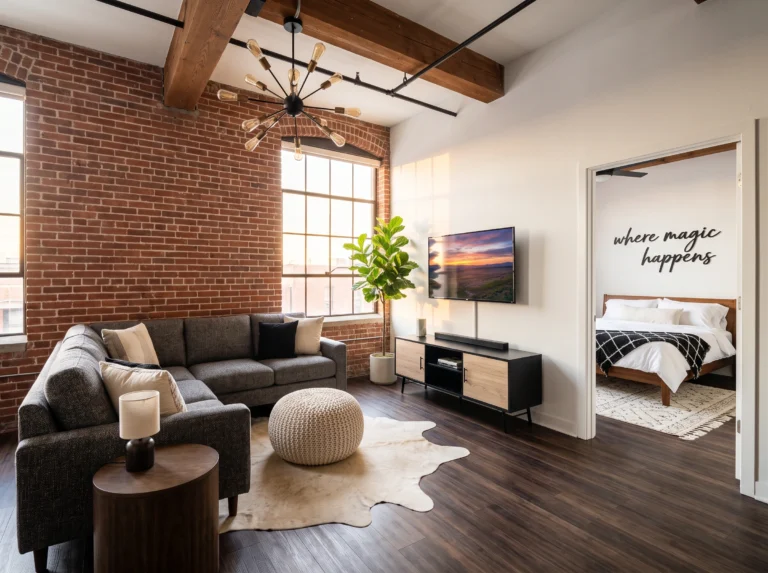 Studio Apartment Ideas with Brick Walls