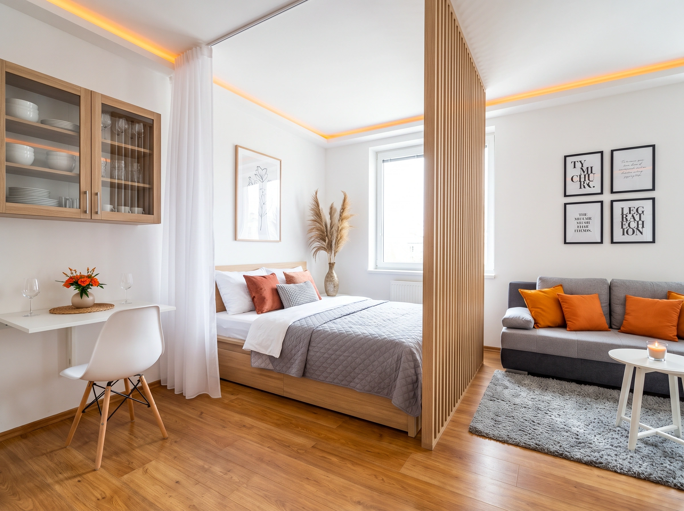 Studio Apartment Layout Ideas with Beautiful Room Dividers