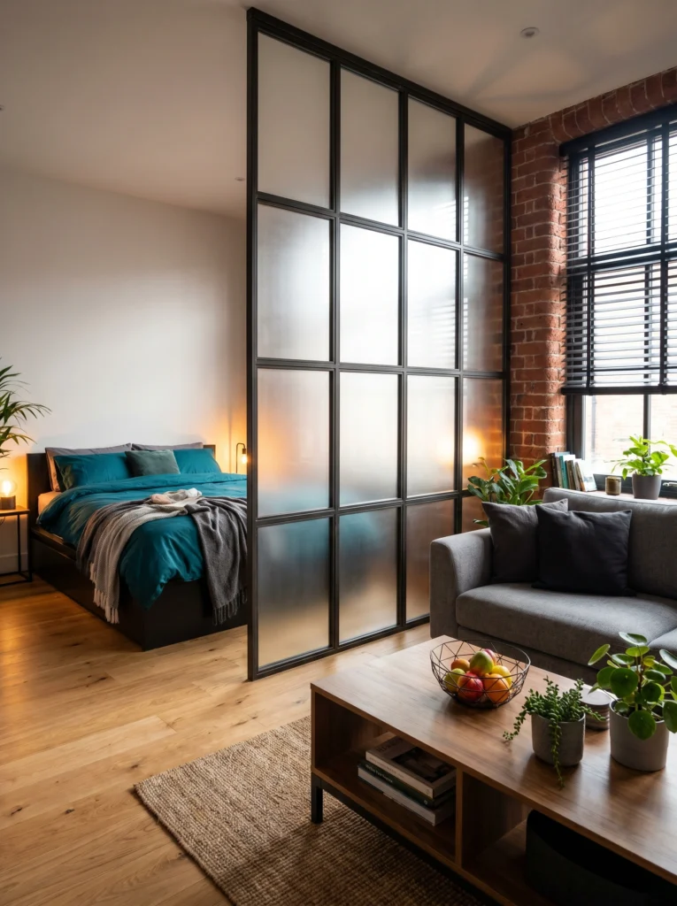 Studio Apartment Glass Divider Ideas