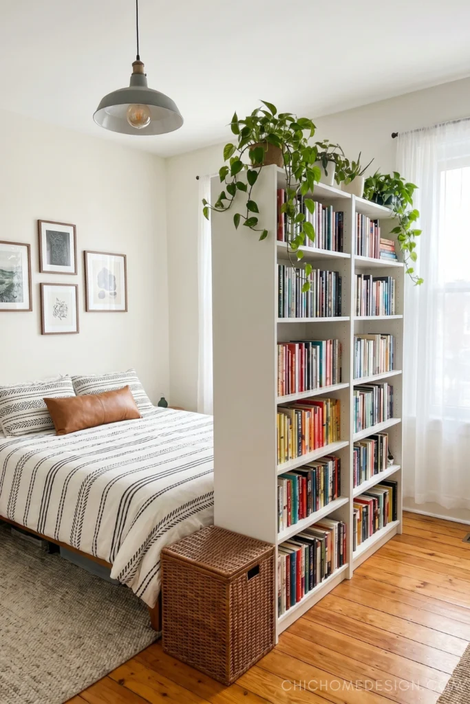  Studio Apartment Layout Ideas Using Bookshelf Room Dividers
