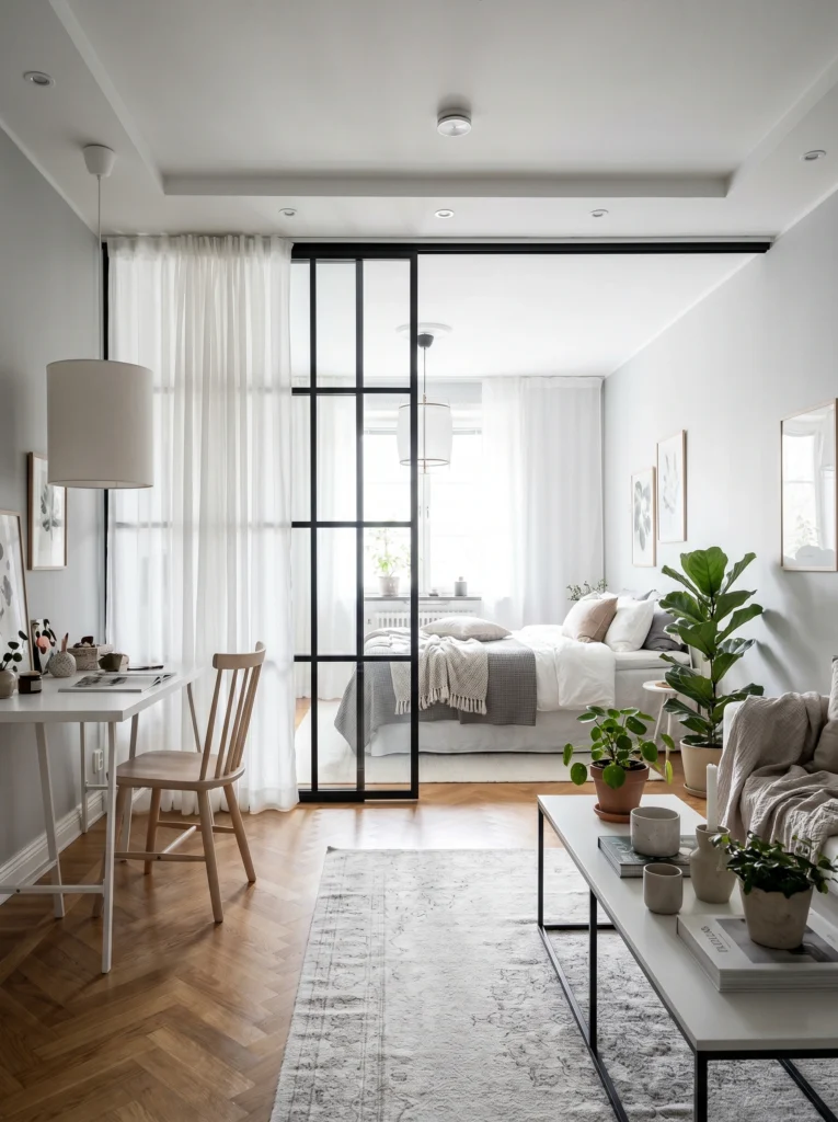 Studio Apartment Glass Divider Ideas