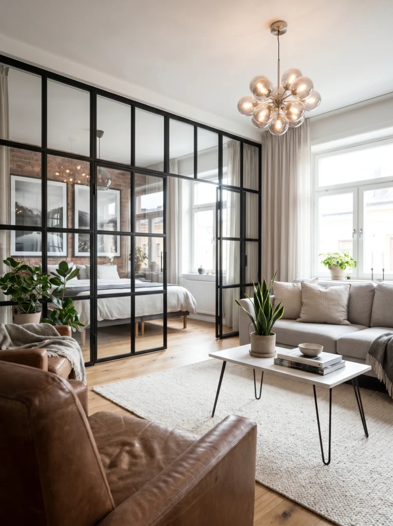 Studio Apartment Glass Divider Ideas