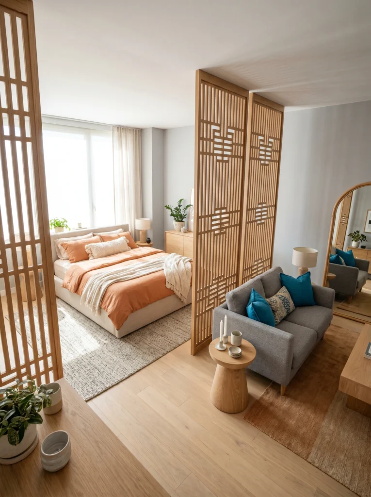 Studio Apartment Wood Divider Ideas