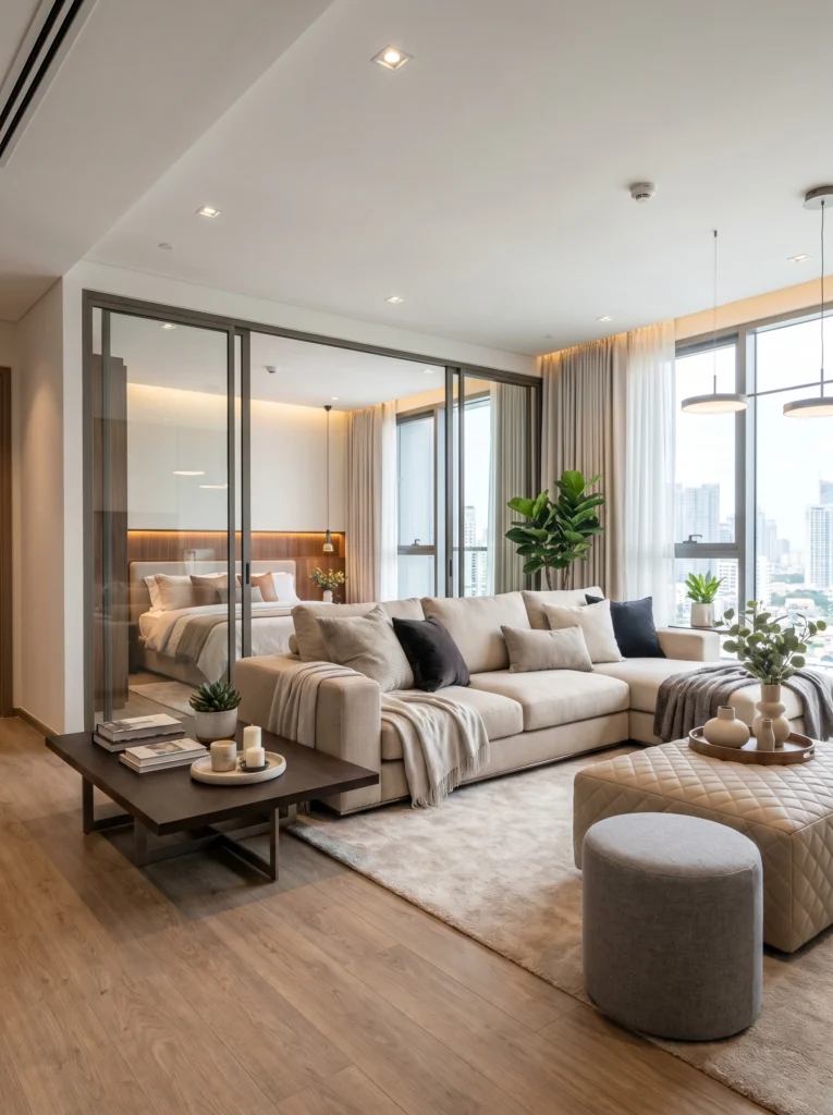 Studio Apartment Glass Divider Ideas