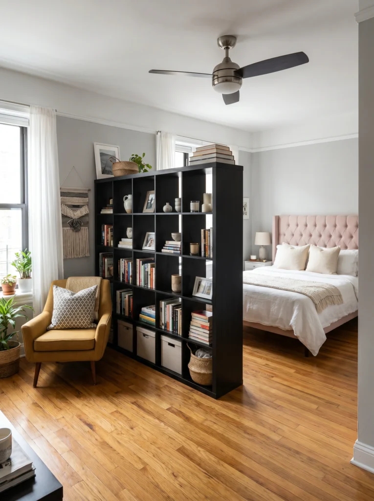  Studio Apartment Layout Ideas Using Bookshelf Room Dividers