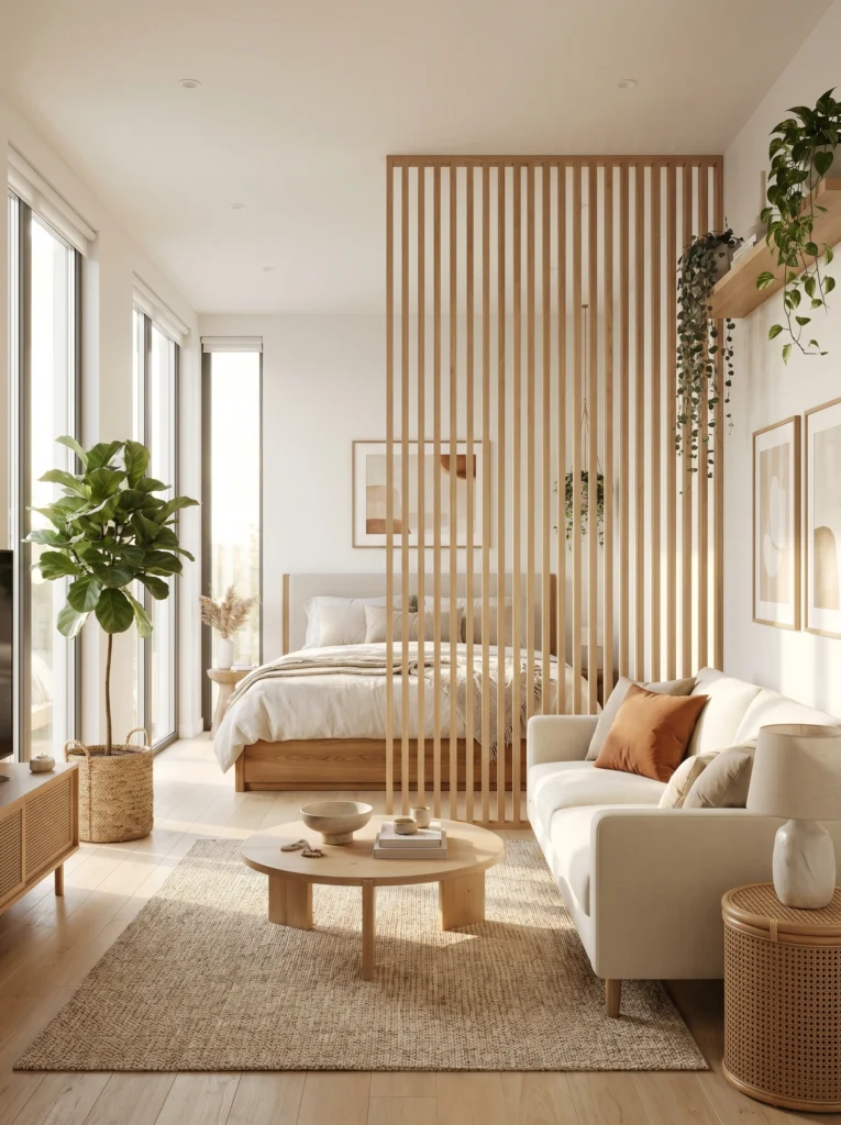 Studio Apartment Wood Divider Ideas