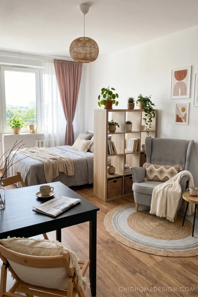  Studio Apartment Layout Ideas Using Bookshelf Room Dividers