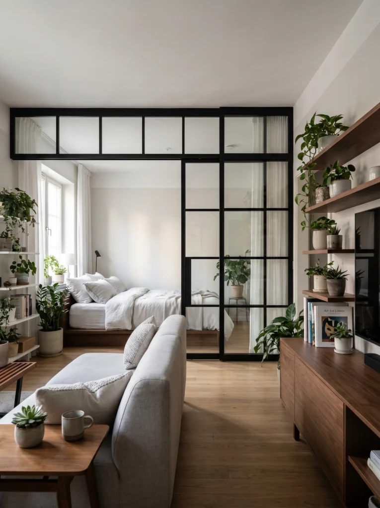 Studio Apartment Glass Divider Ideas