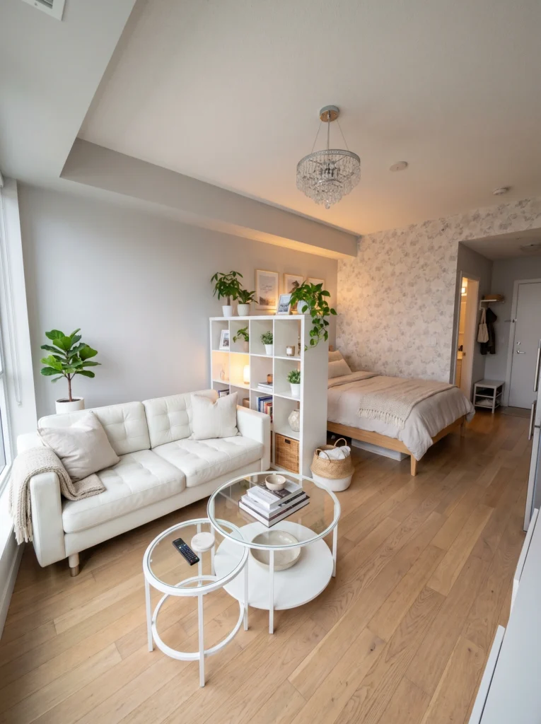 Studio Apartment Open Shelf Divider Ideas