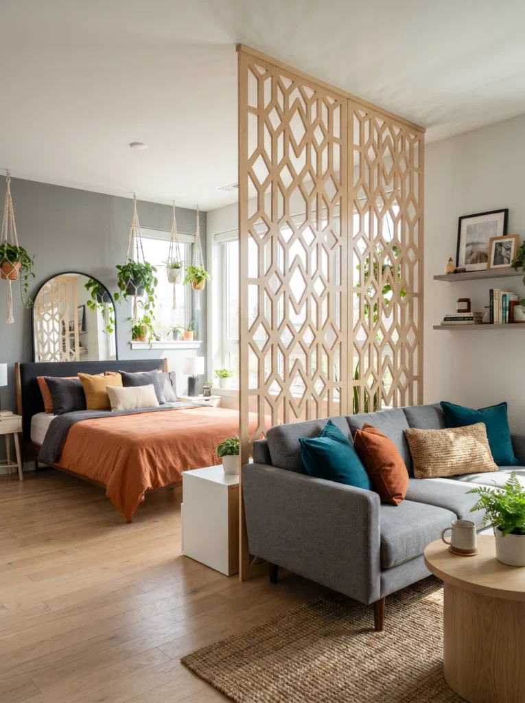 Studio Apartment Wood Divider Ideas