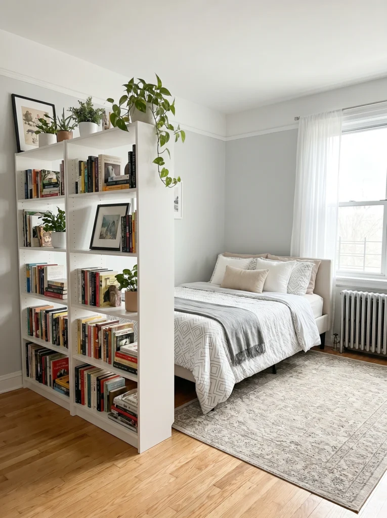  Studio Apartment Layout Ideas Using Bookshelf Room Dividers