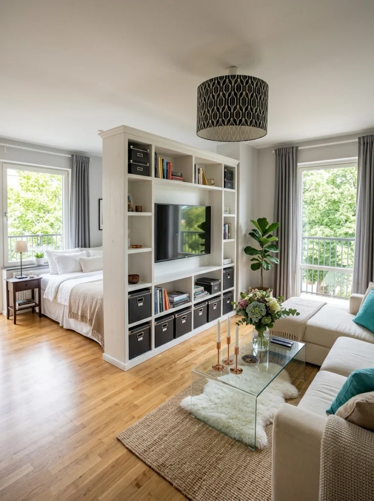 17 Smart Room Dividers with Storage for Studio Apartments