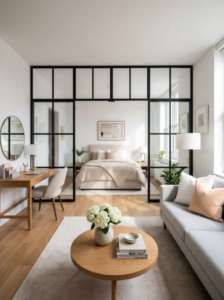 Studio Apartment Glass Divider Ideas