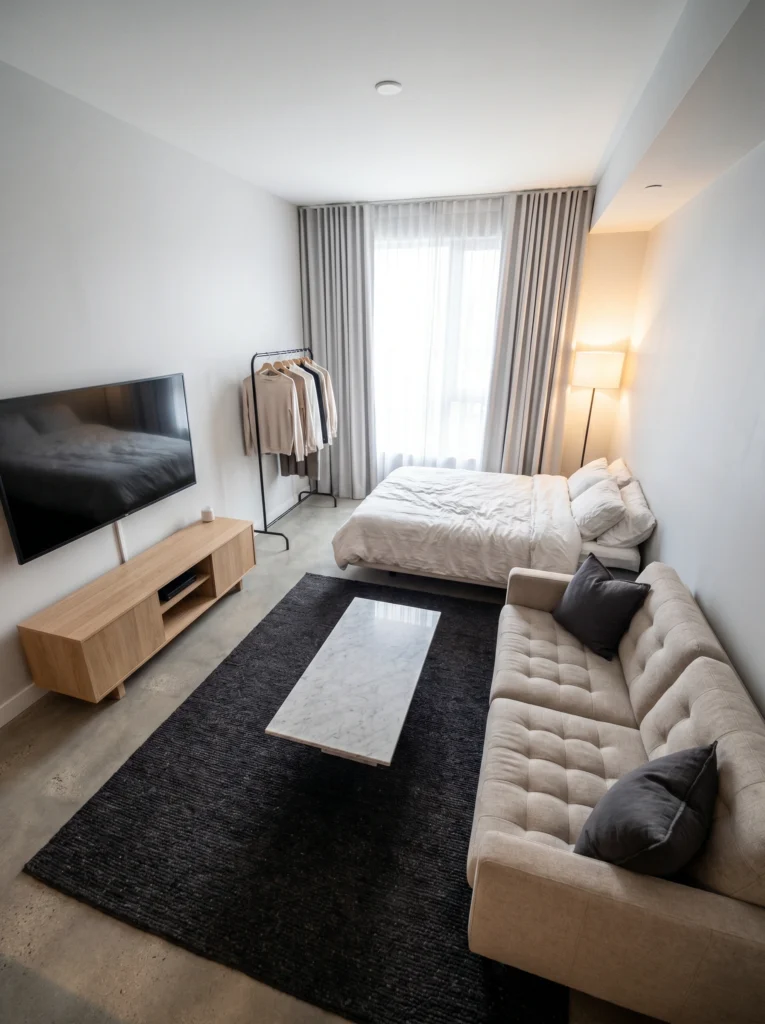 Studio Apartment Bedroom Curtain Ideas