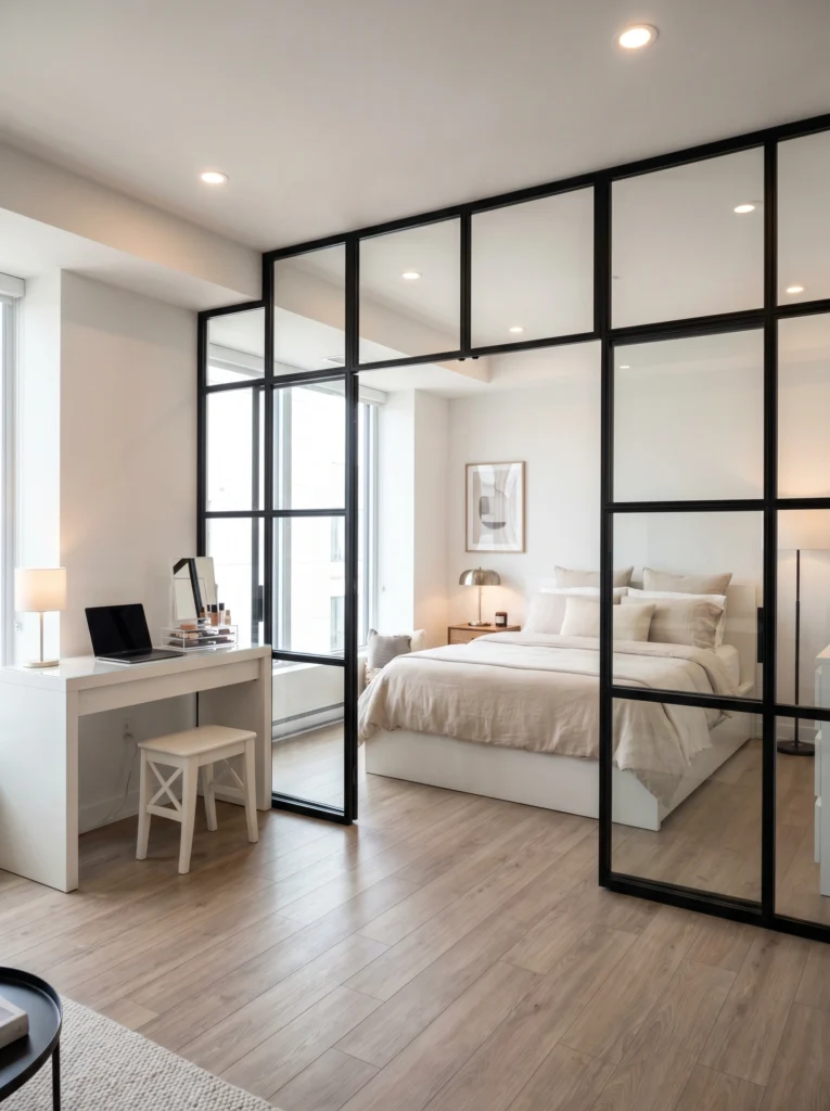 Studio Apartment Glass Divider Ideas