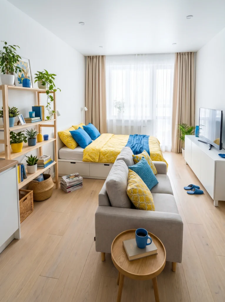 Mini Studio Apartment Shelving Ideas
