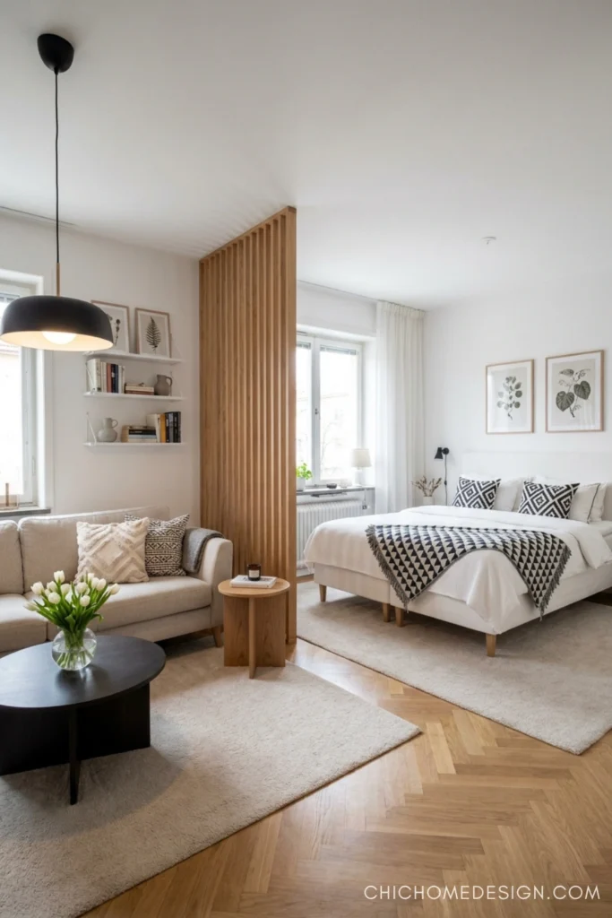 Studio Apartment Wood Divider Ideas