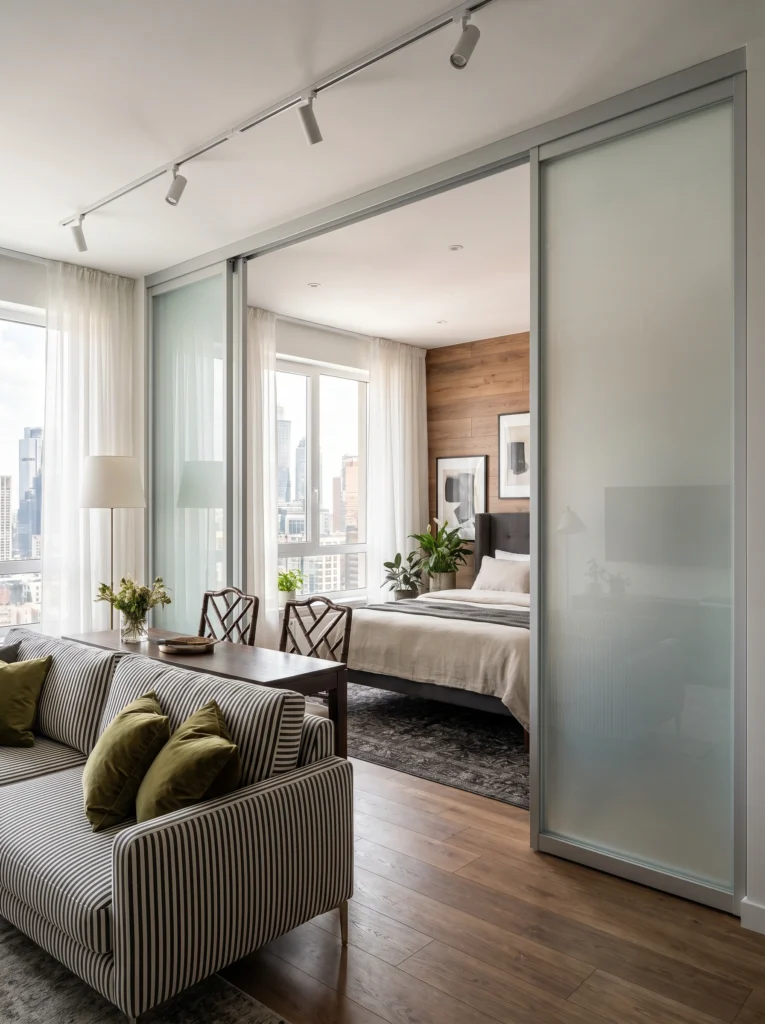 Studio Apartment Glass Divider Ideas