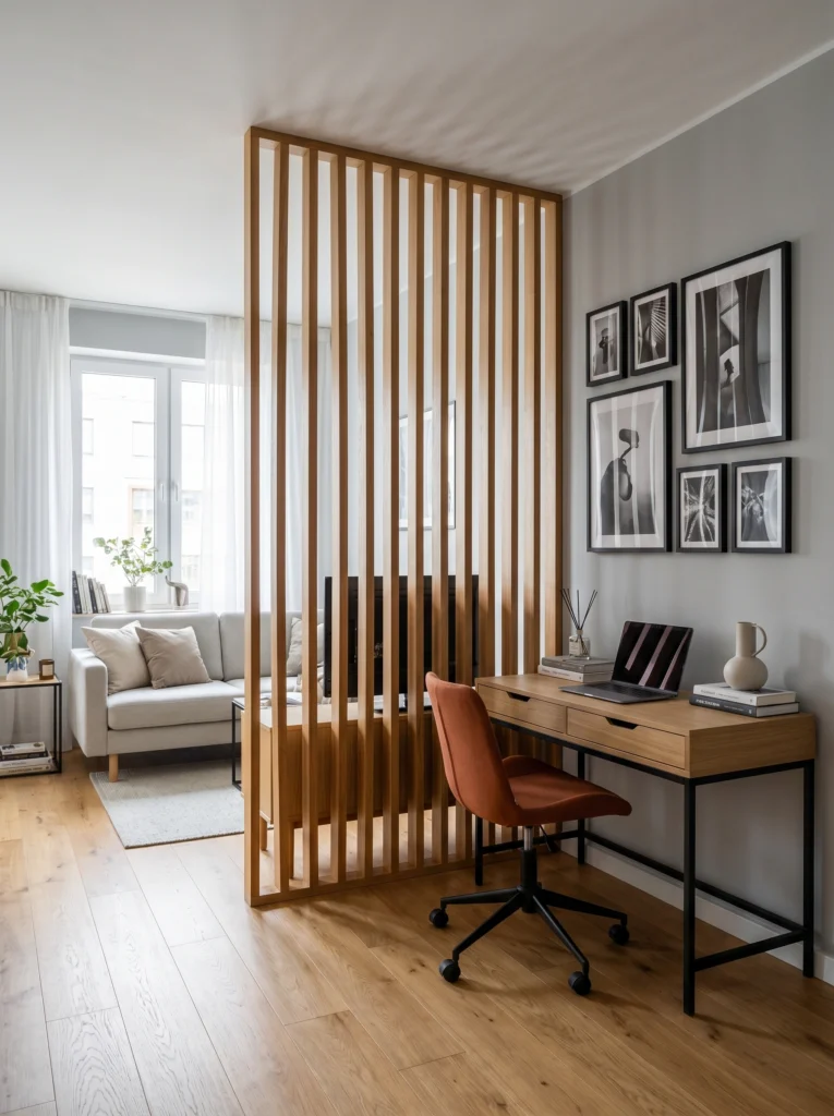 Studio Apartment Wood Divider Ideas