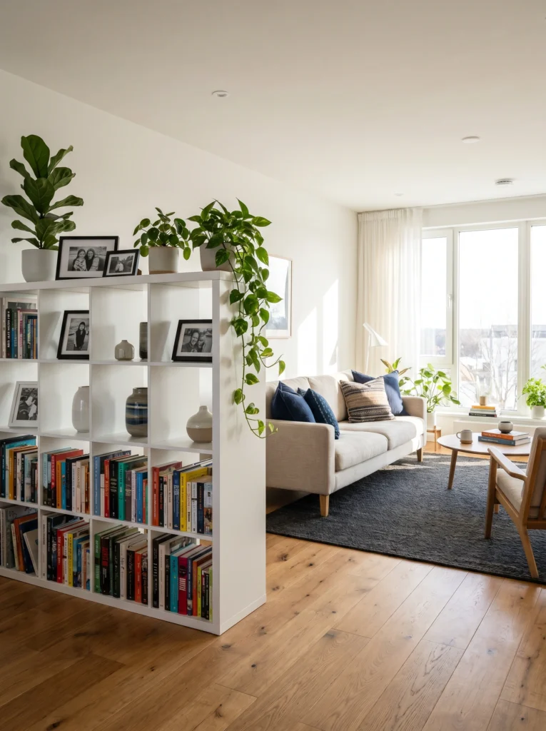  Studio Apartment Layout Ideas Using Bookshelf Room Dividers