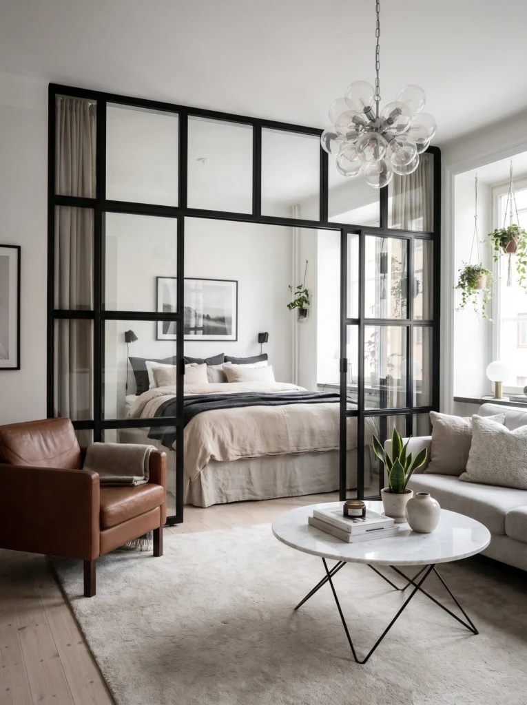 Studio Apartment Glass Divider Ideas