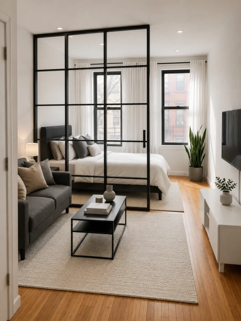 Studio Apartment Glass Divider Ideas
