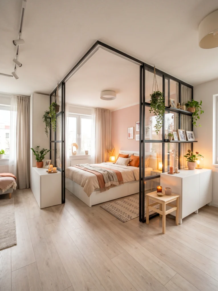 Studio Apartment Glass Divider Ideas