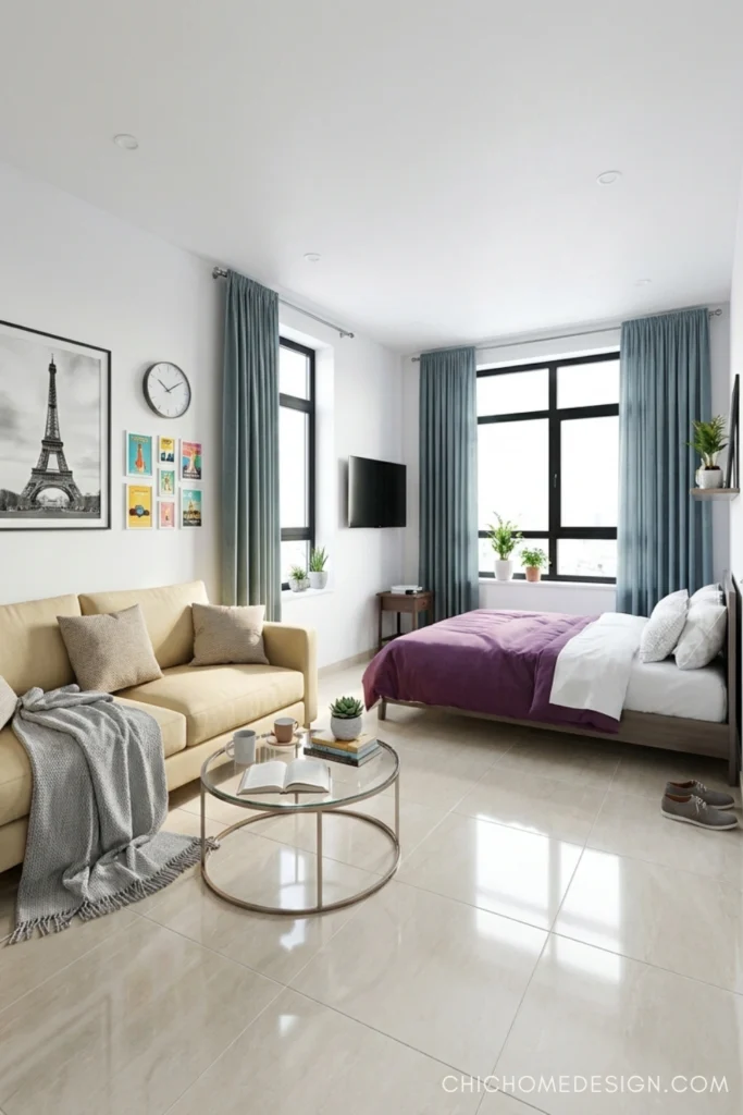 Studio Apartment Bedroom Curtain Ideas