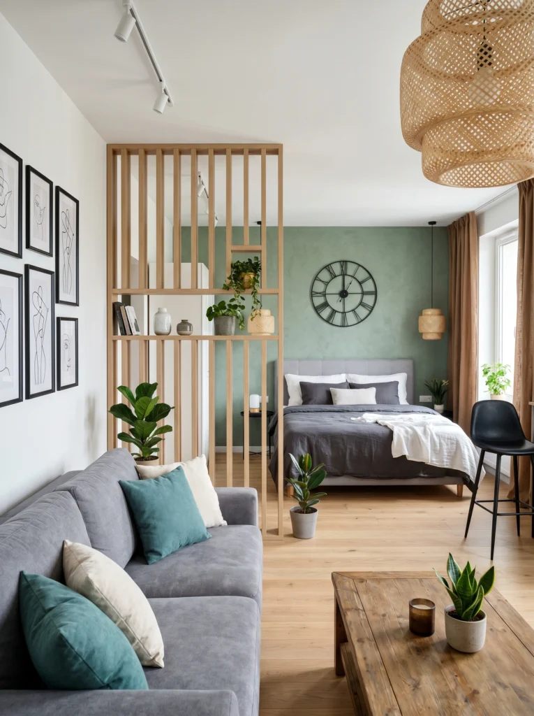 Studio Apartment Wood Divider Ideas