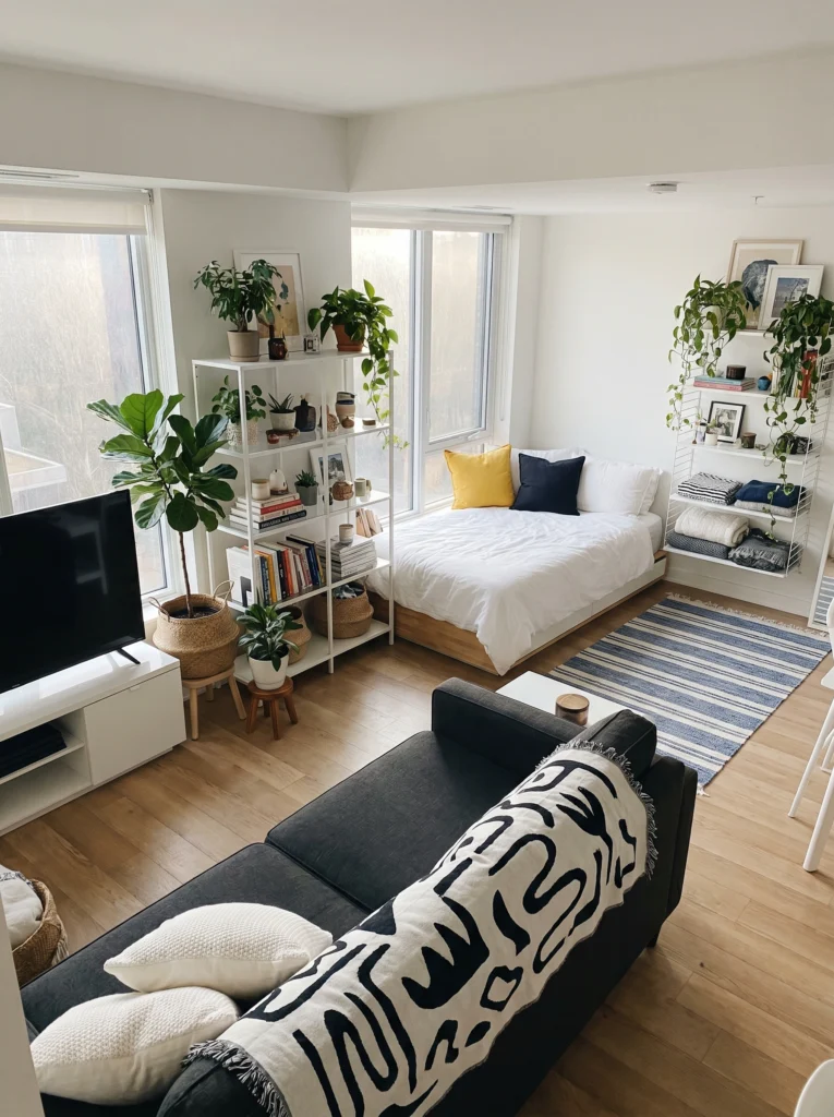 Mini Studio Apartment Shelving Ideas