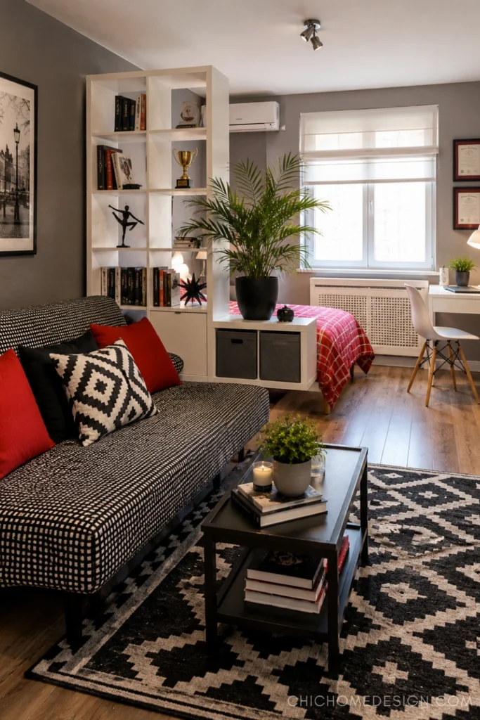  Studio Apartment Layout Ideas Using Bookshelf Room Dividers