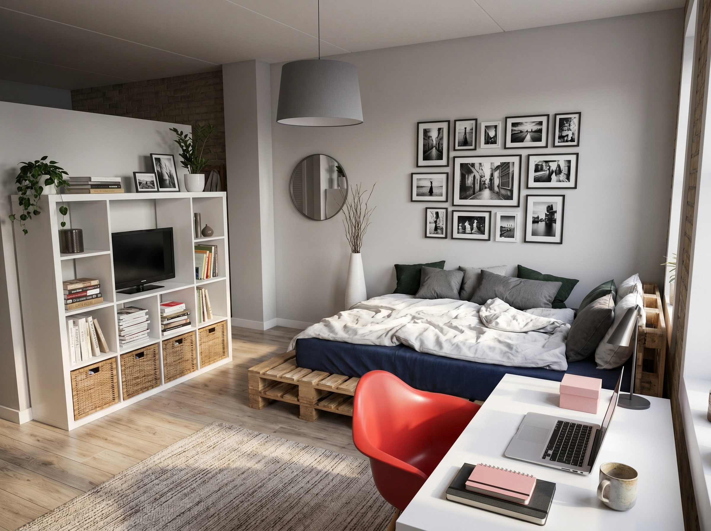 Mini Studio Apartment Shelving Ideas