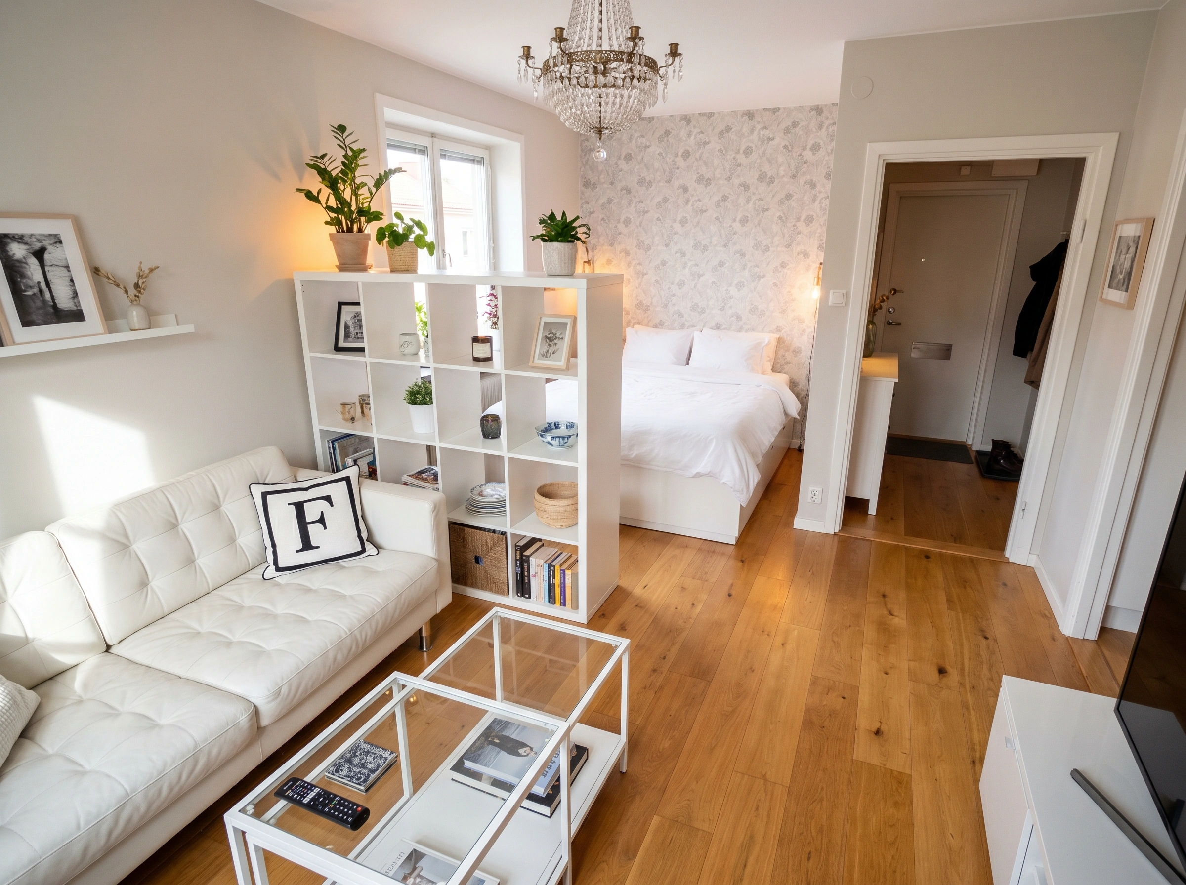 Studio Apartment Open Shelf Divider Ideas