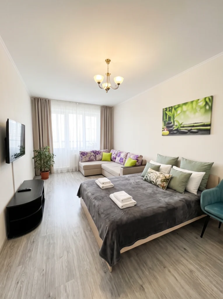 Bedroom With TV And Sofa Layout Ideas for a Studio Apartment