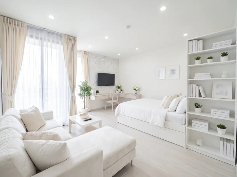 13 All White Studio Apartment Ideas for a Clean, Calm Look