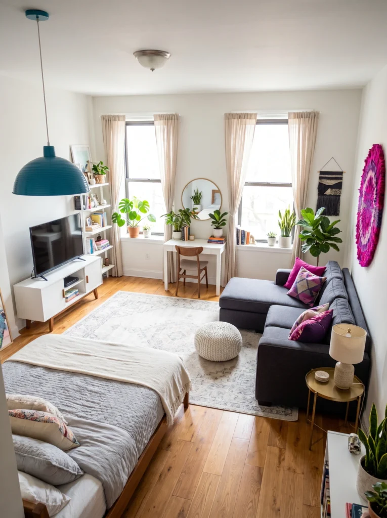 Bed and Couch in One Room Ideas 