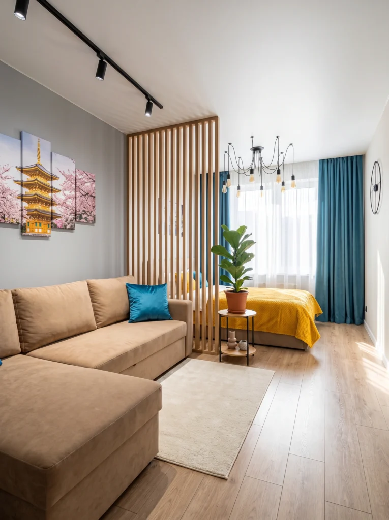 Cozy Studio Apartment Ideas with a Separate Sleep Zone