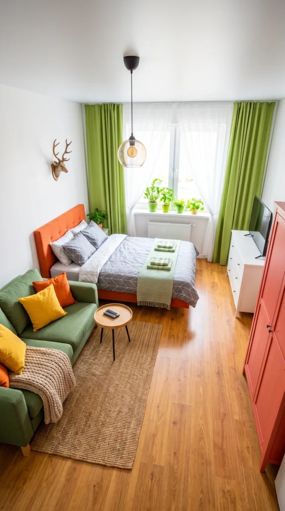 Cozy Studio Apartment Ideas When You Can't Separate the Bed
