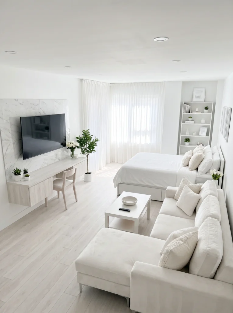 All White Studio Apartment Ideas