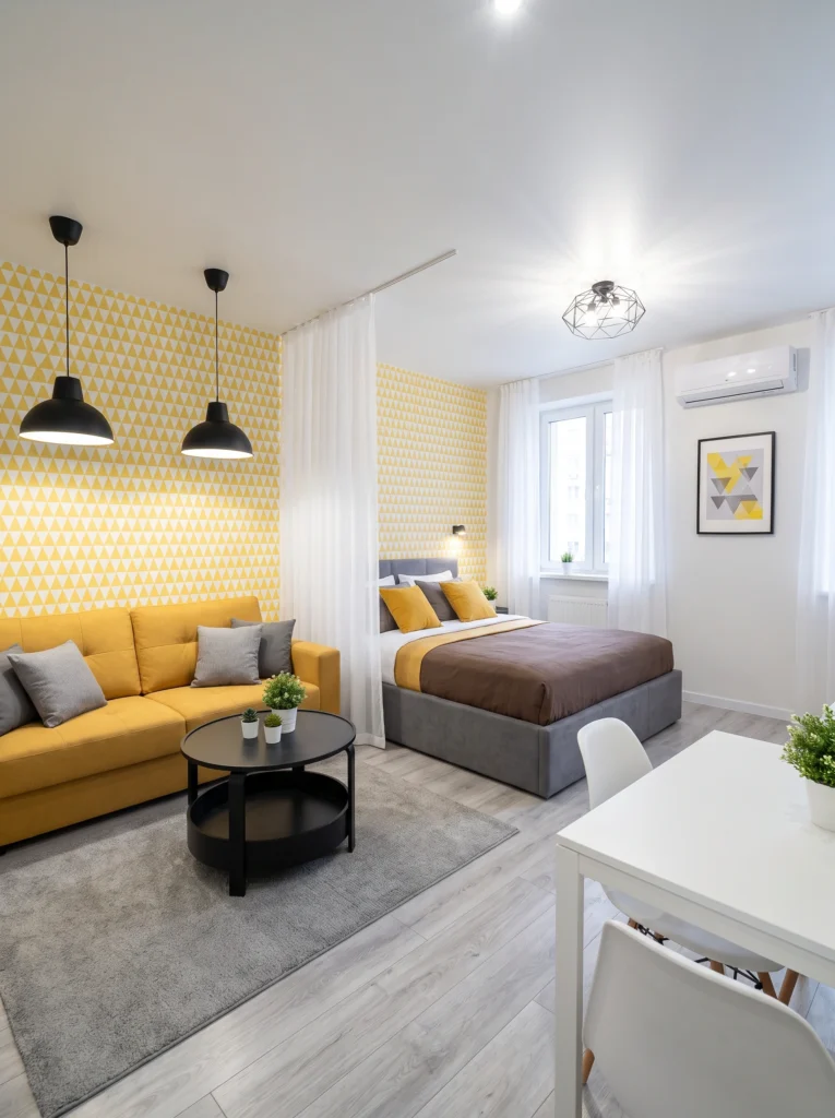 Cozy Studio Apartment Ideas with a Separate Sleep Zone