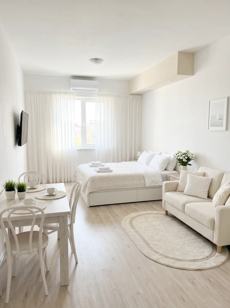 All White Studio Apartment Ideas