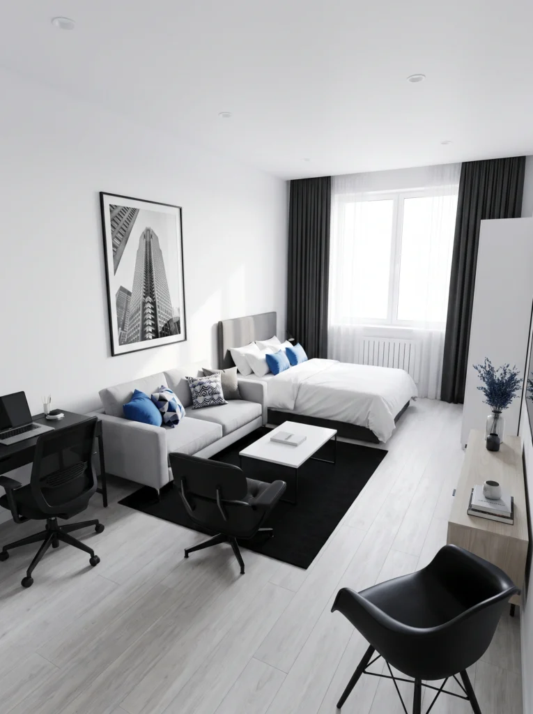 Design Studio Apartment Ideas with a Home Office Corner