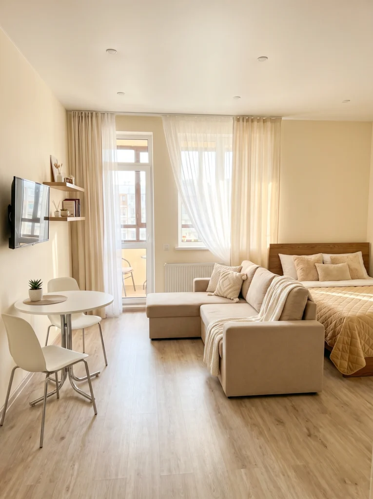 Cozy Studio Apartment Ideas with Neutral Tones