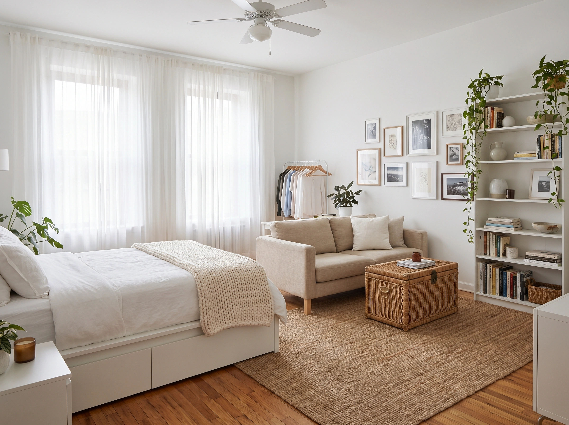 Bed and Couch in One Room Ideas