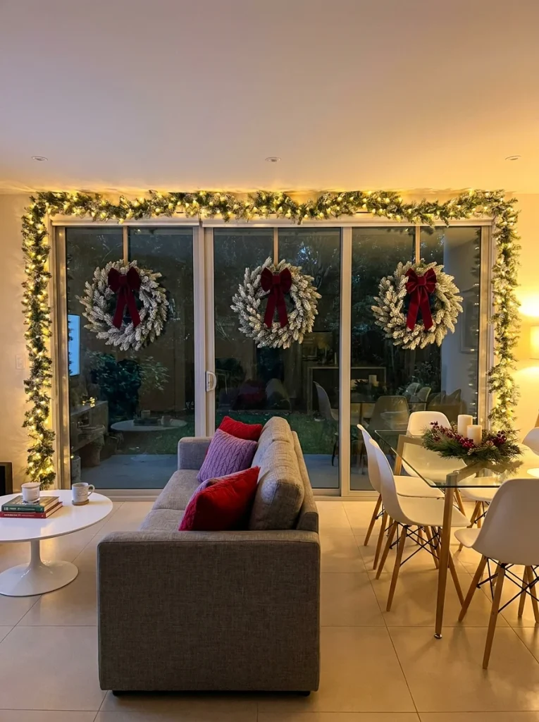 Christmas Living Room Window Decor
