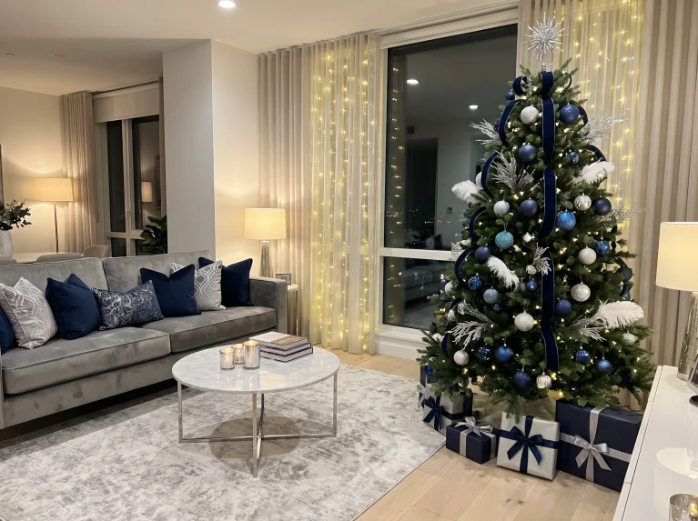 Blue Christmas Tree Ideas from Icy Silver to Navy Velvet
