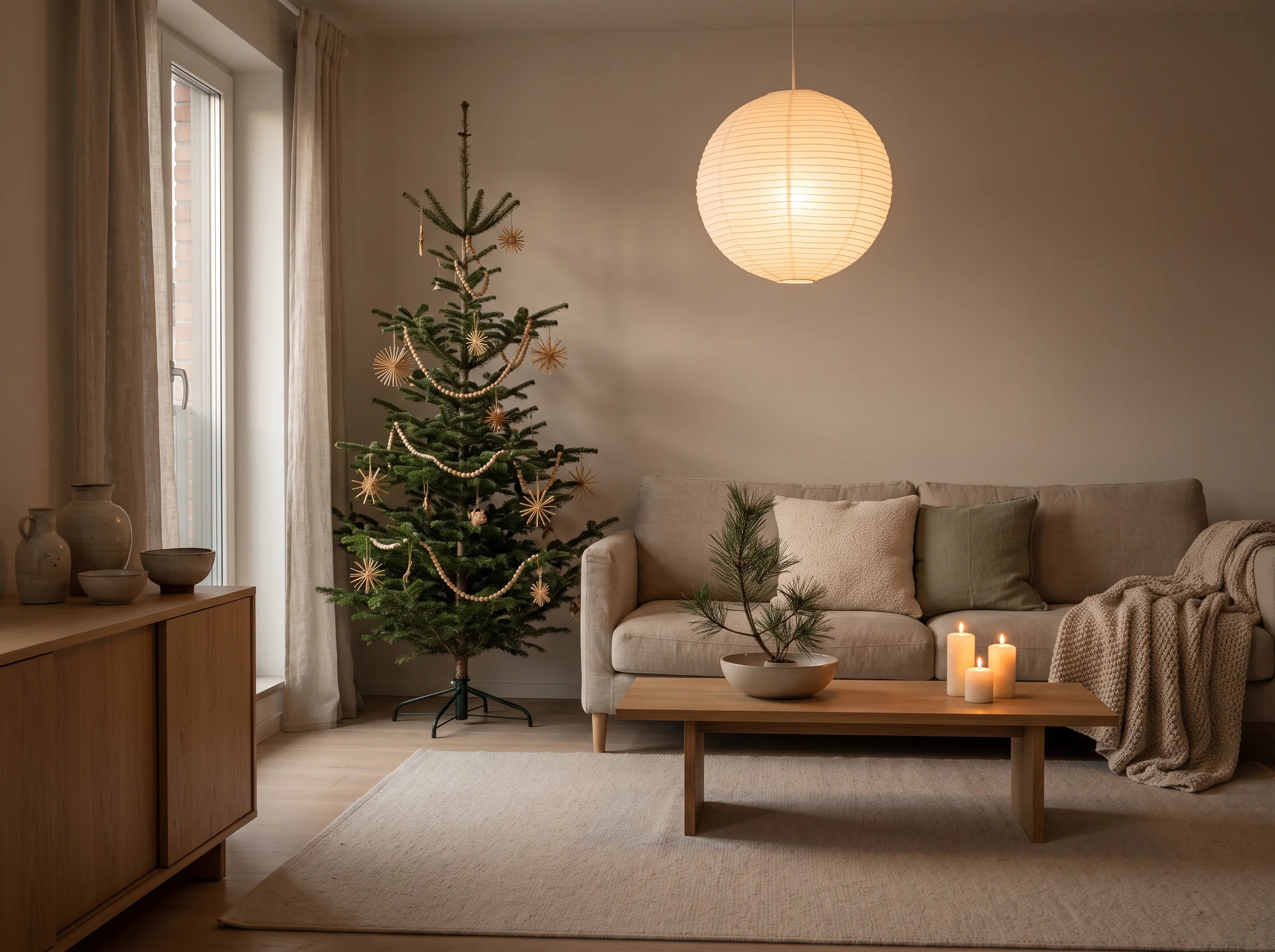 Japandi Christmas Living Room