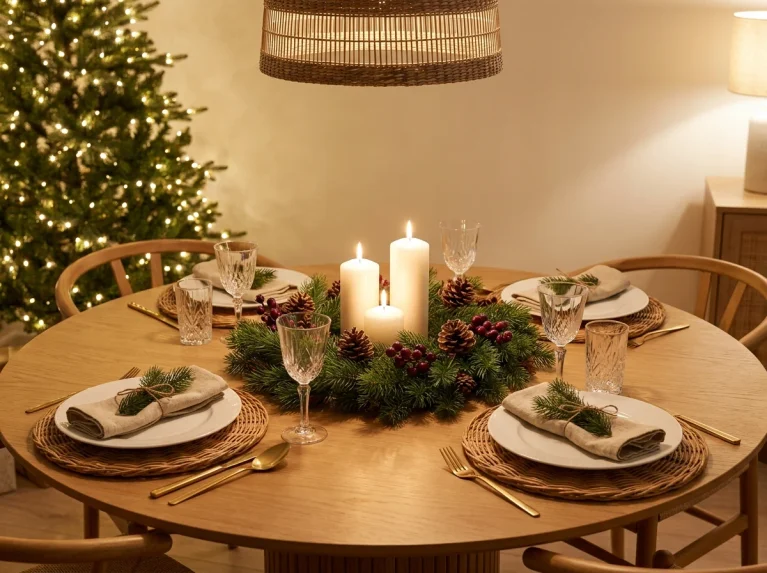 Simple Christmas Round Table Decorations