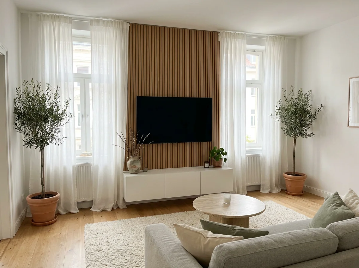 TV Wall Ideas Between Two Windows